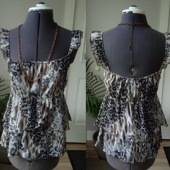 Anthropologie Tops - Camaieu Cheetah Print Semi Sheer Camisole